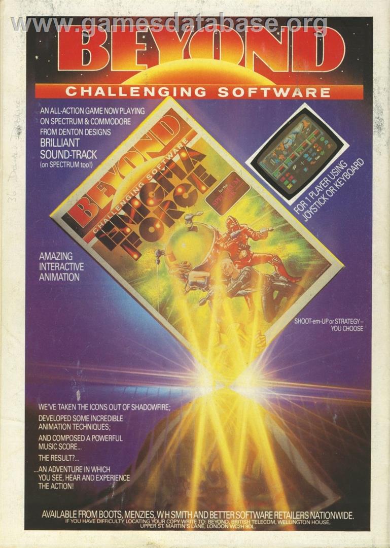 Enigma Force - Commodore 64 - Artwork - Advert