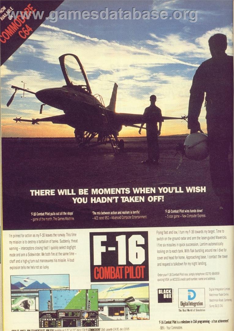 F-16 Combat Pilot - Commodore 64 - Artwork - Advert