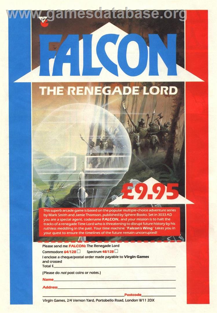 Falcon: The Renegade Lord - Commodore 64 - Artwork - Advert