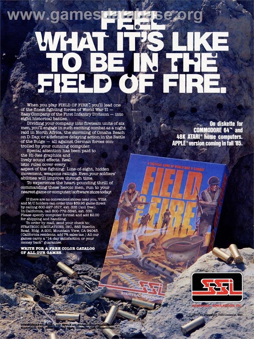 Field of Fire - Atari 8-bit - Artwork - Advert