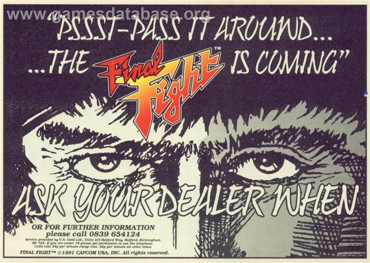Final Fight - Commodore 64 - Artwork - Advert