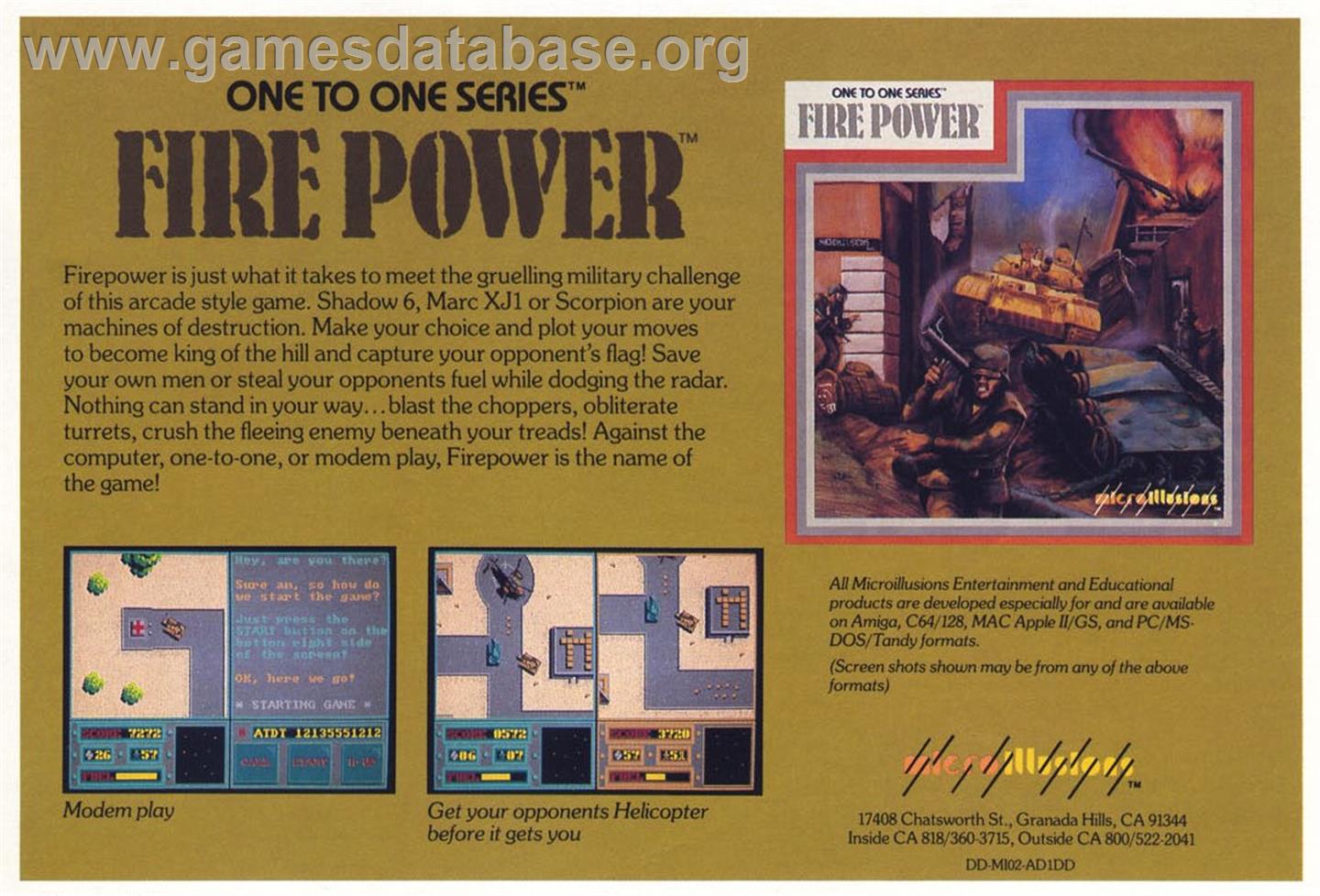 Fire Power - Commodore 64 - Artwork - Advert