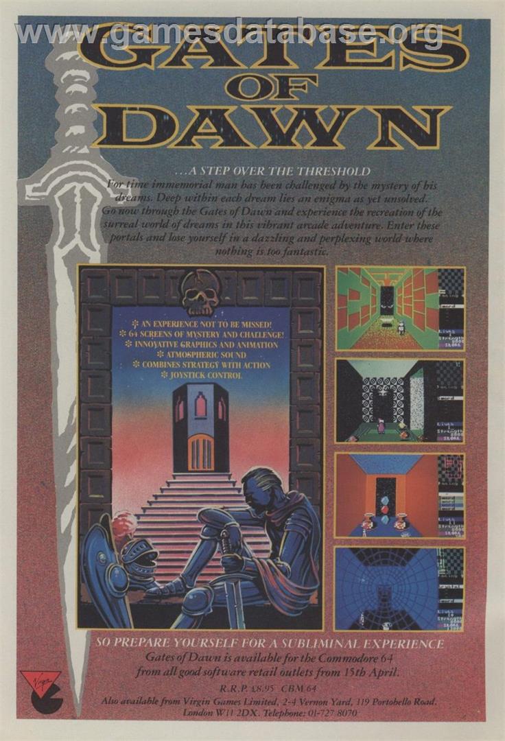 Gates of Dawn - Commodore 64 - Artwork - Advert