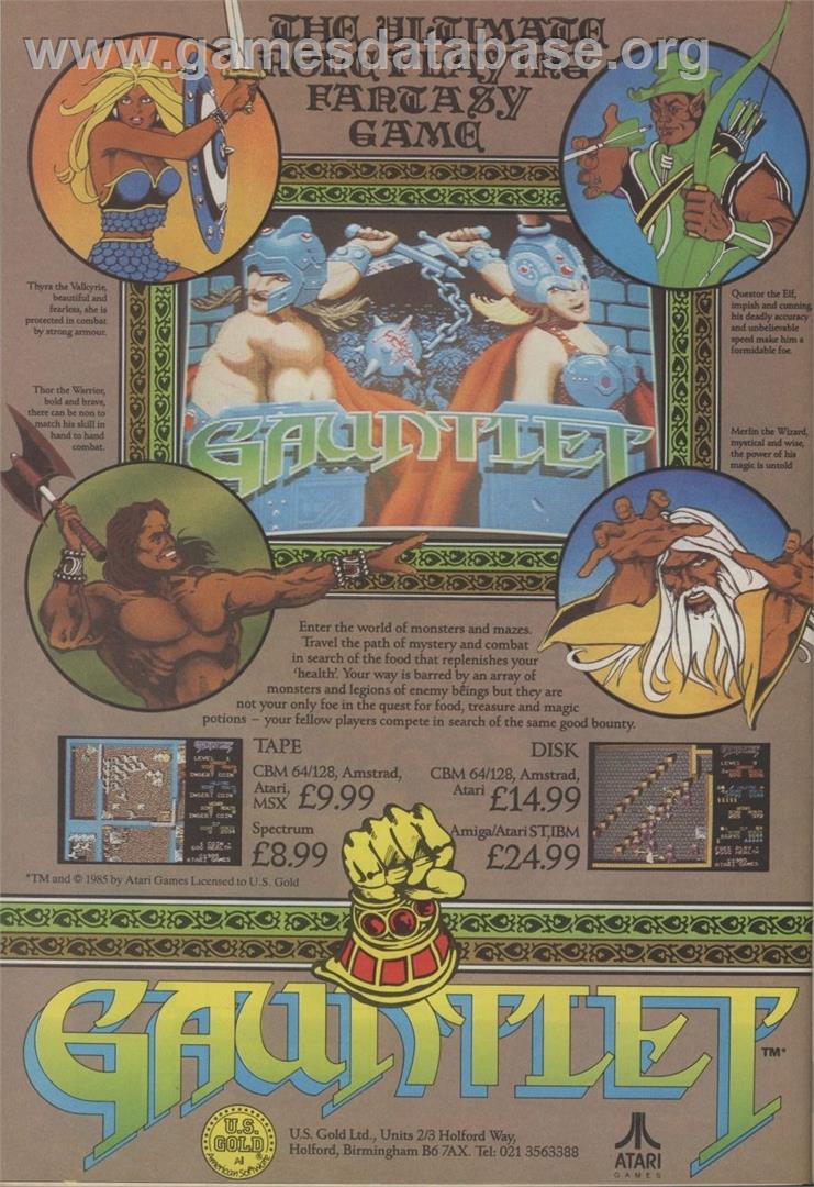 Gauntlet: The Deeper Dungeons - Commodore 64 - Artwork - Advert