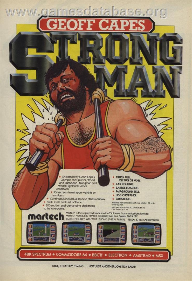 Geoff Capes Strongman - Amstrad CPC - Artwork - Advert