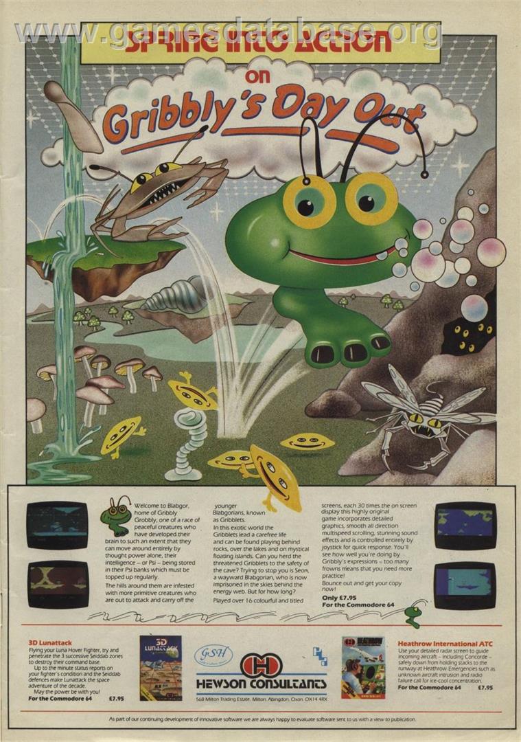 Gribbly's Day Out - Commodore 64 - Artwork - Advert