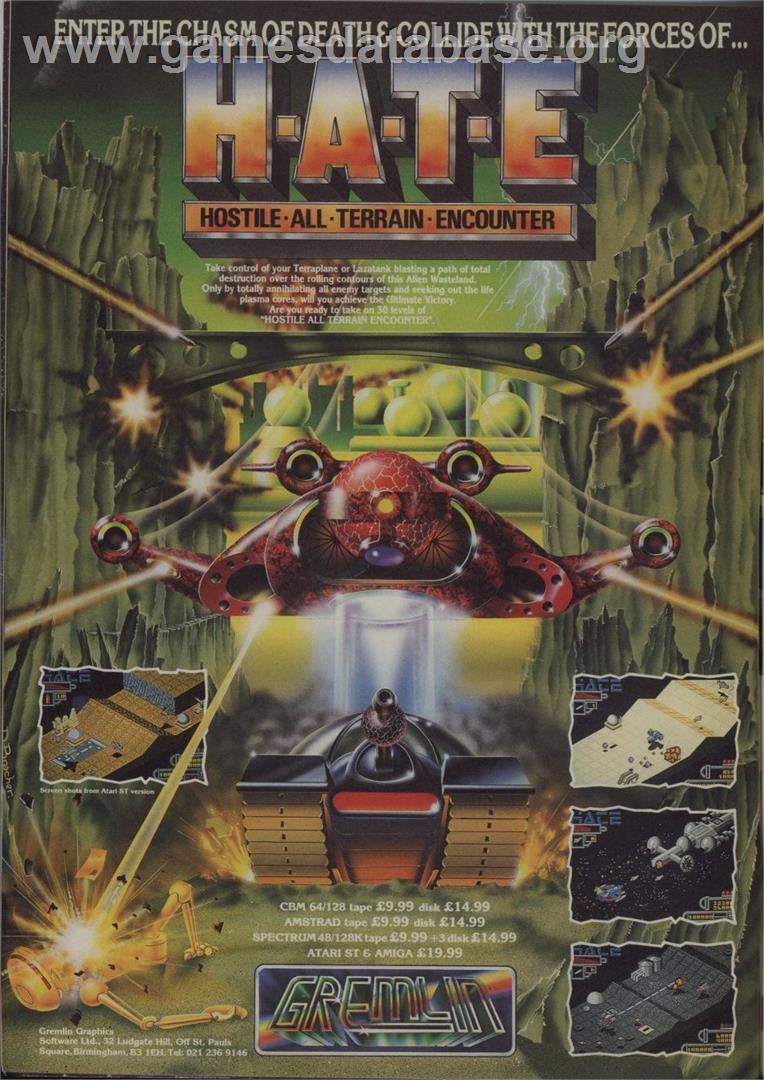 H.A.T.E. - Commodore 64 - Artwork - Advert