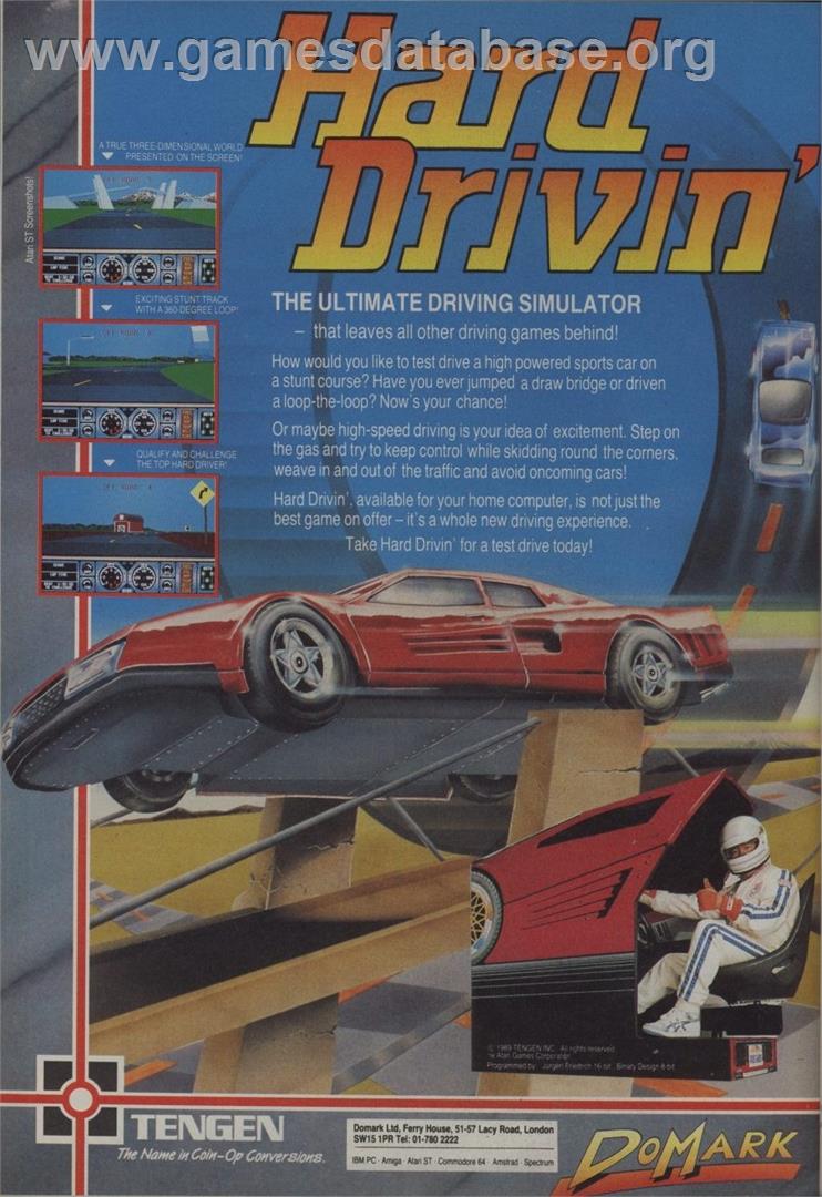 Hard Drivin' - Commodore 64 - Artwork - Advert