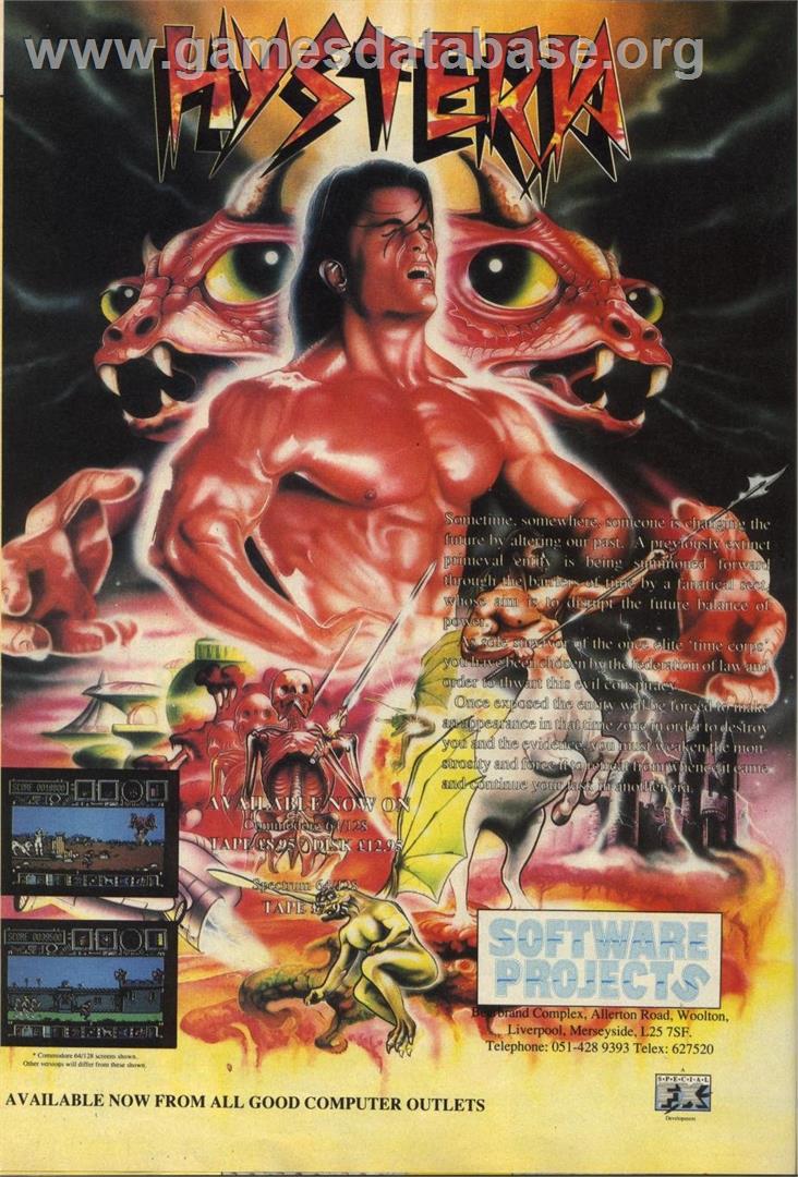 Hysteria - Commodore 64 - Artwork - Advert