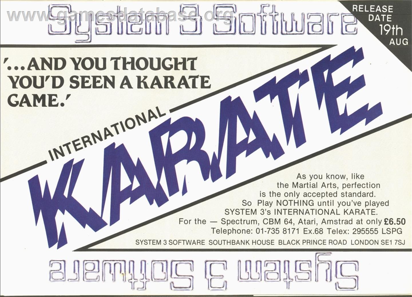 International Karate - Amstrad CPC - Artwork - Advert