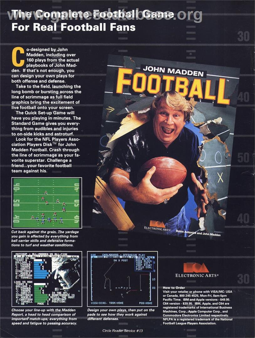 John Madden Football - Apple II - Artwork - Advert