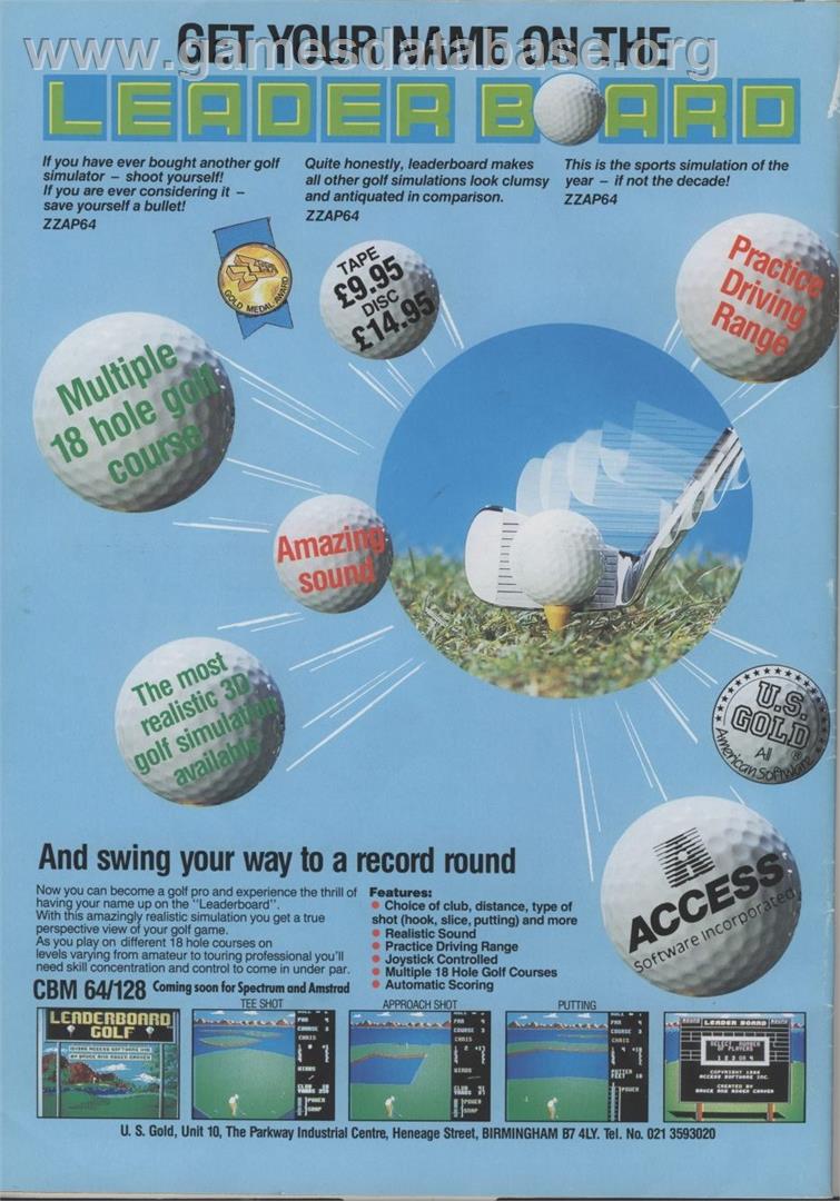 Leader Board - Commodore 64 - Artwork - Advert
