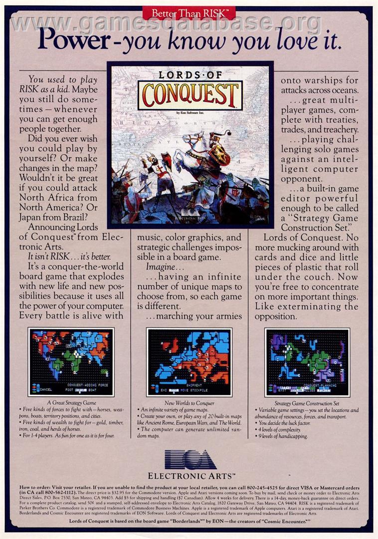 Lords of Conquest - Atari 8-bit - Artwork - Advert
