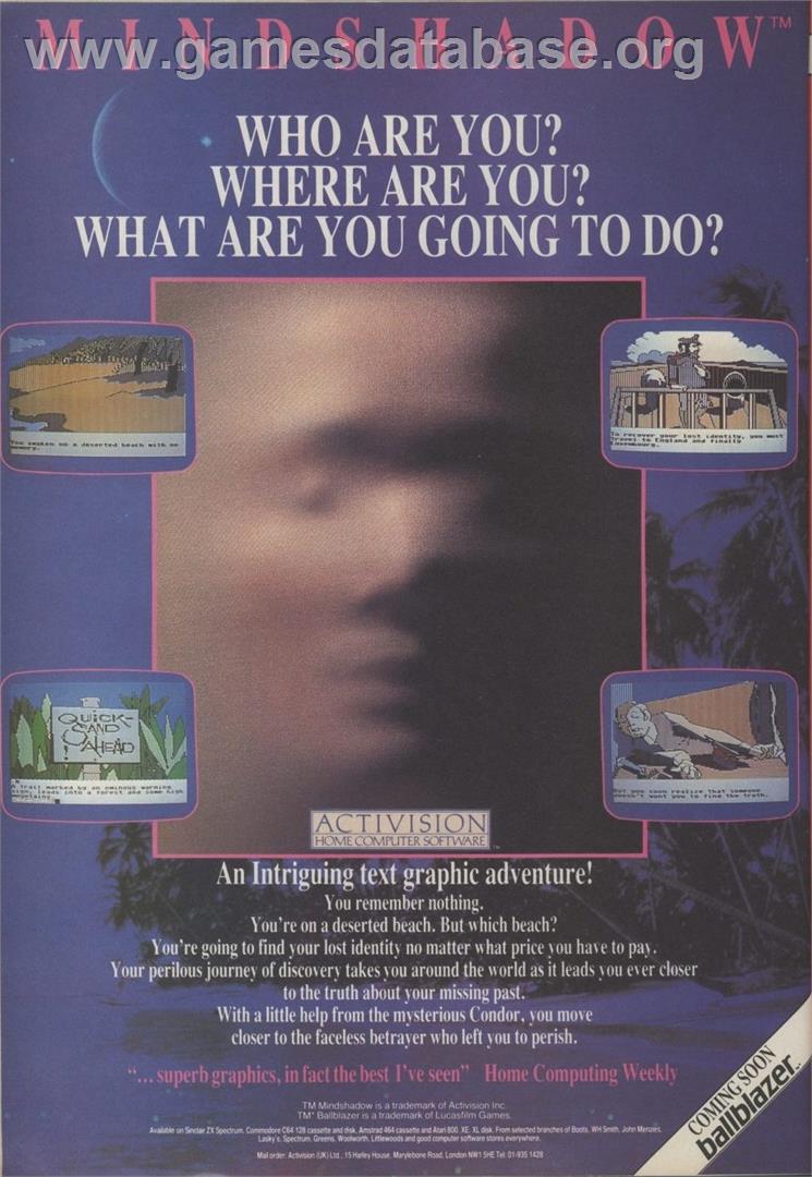 Mindshadow - Atari 8-bit - Artwork - Advert