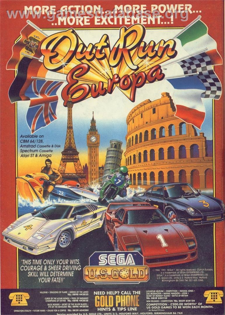 OutRun Europa - Commodore 64 - Artwork - Advert