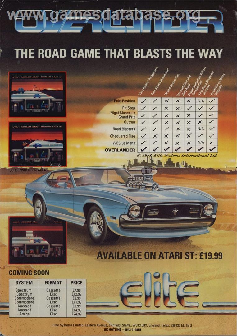 Overlander - Commodore 64 - Artwork - Advert