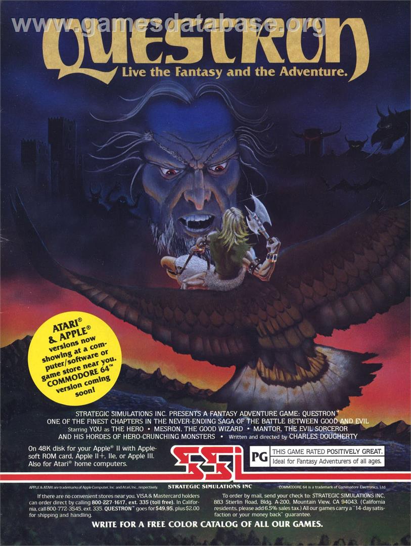 Questron - Commodore 64 - Artwork - Advert