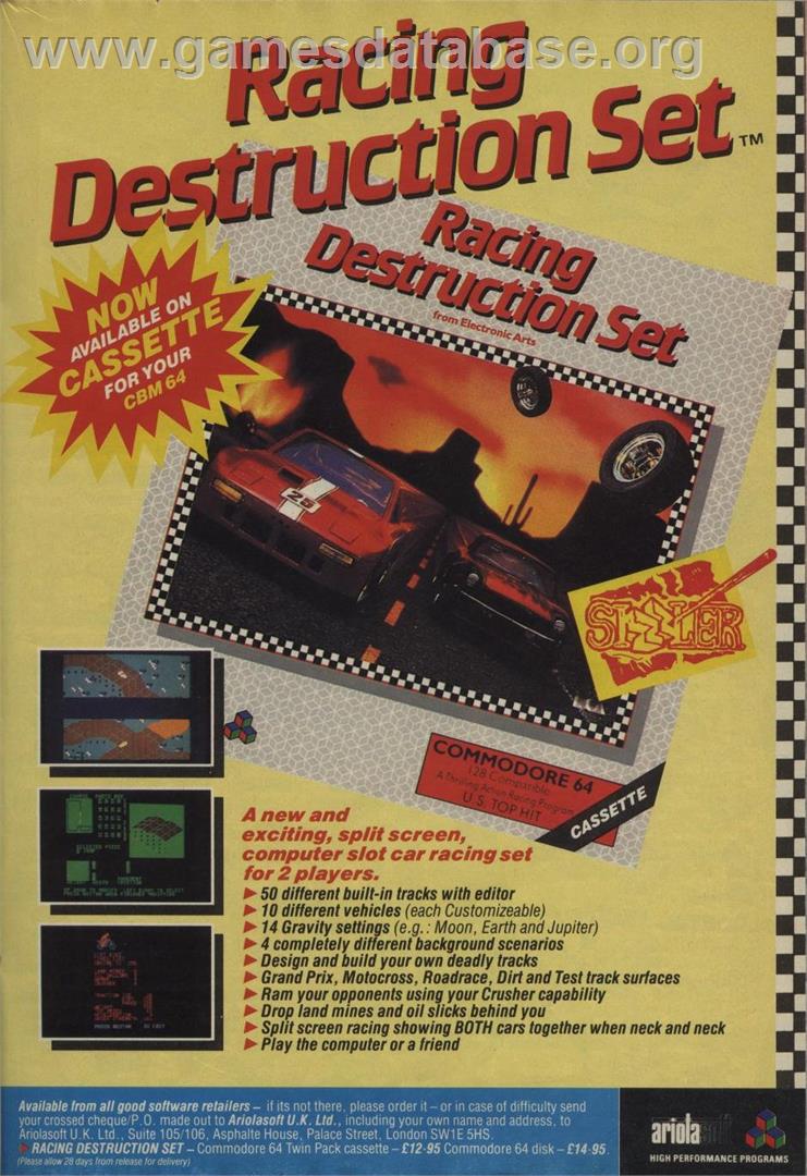 Racing Destruction Set - Commodore 64 - Artwork - Advert