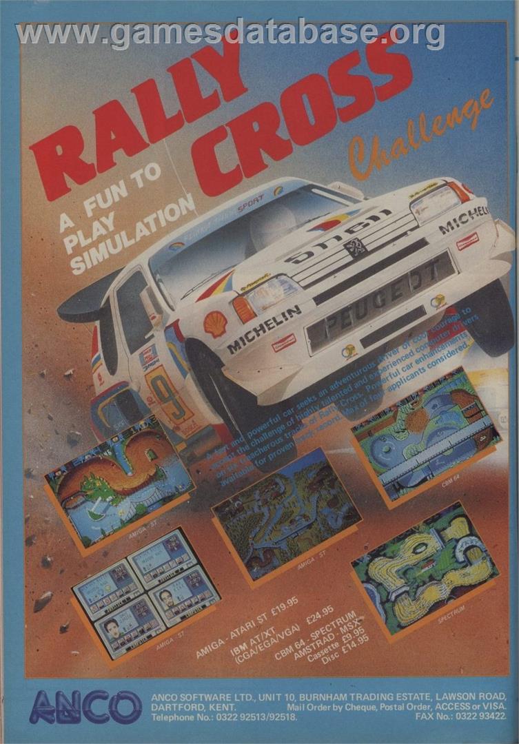 Rally Cross Challenge - Commodore Amiga - Artwork - Advert