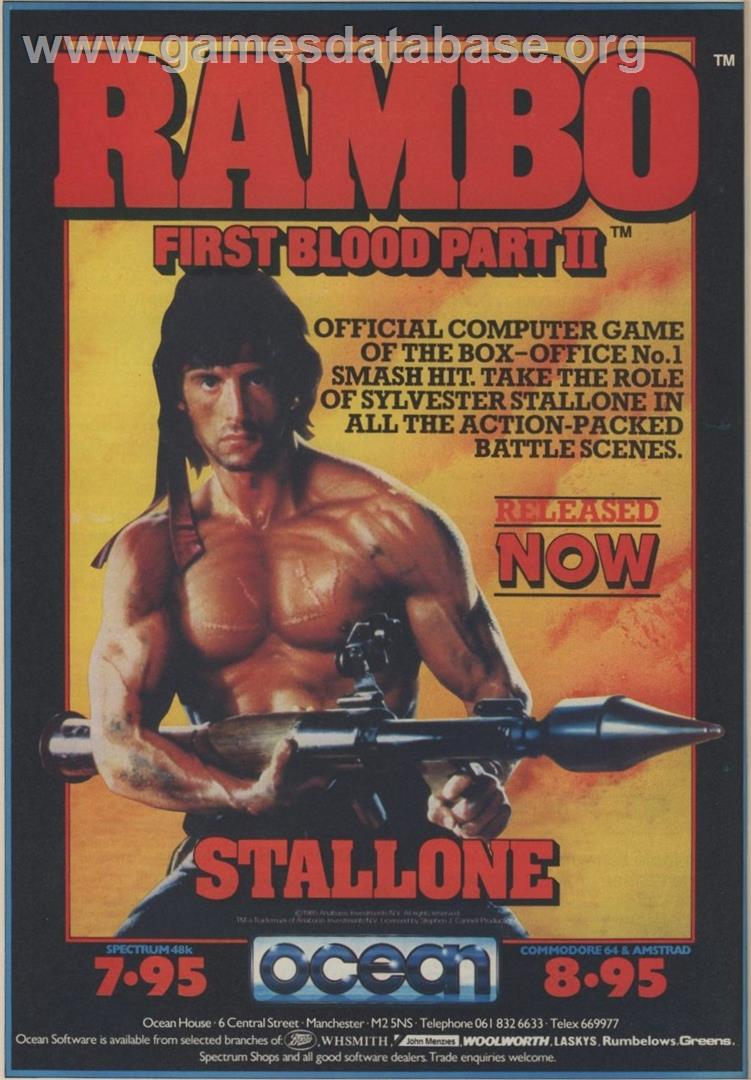 Rambo: First Blood Part II - Commodore 64 - Artwork - Advert