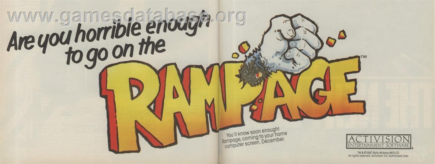Rampage - Microsoft DOS - Artwork - Advert