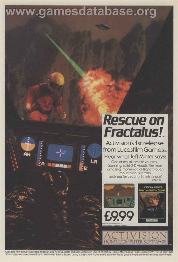 Rescue on Fractalus! - Commodore 64 - Artwork - Advert