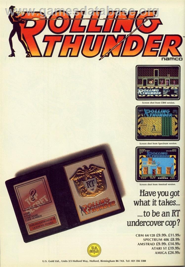 Rolling Thunder - Commodore 64 - Artwork - Advert