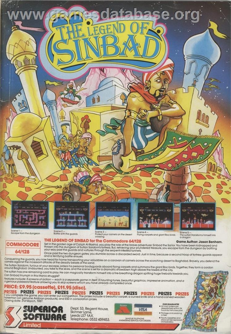 Sinbad and the Throne of the Falcon - Commodore 64 - Artwork - Advert