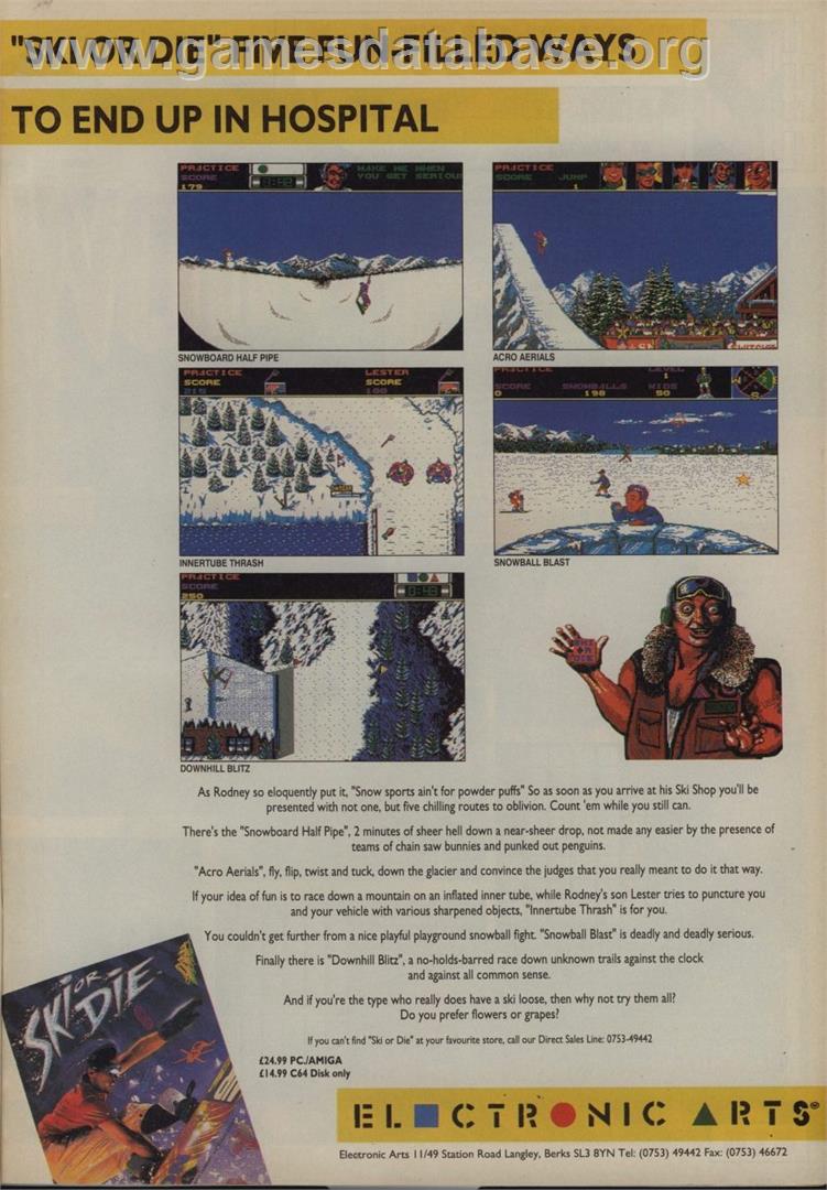Ski or Die - Commodore Amiga - Artwork - Advert
