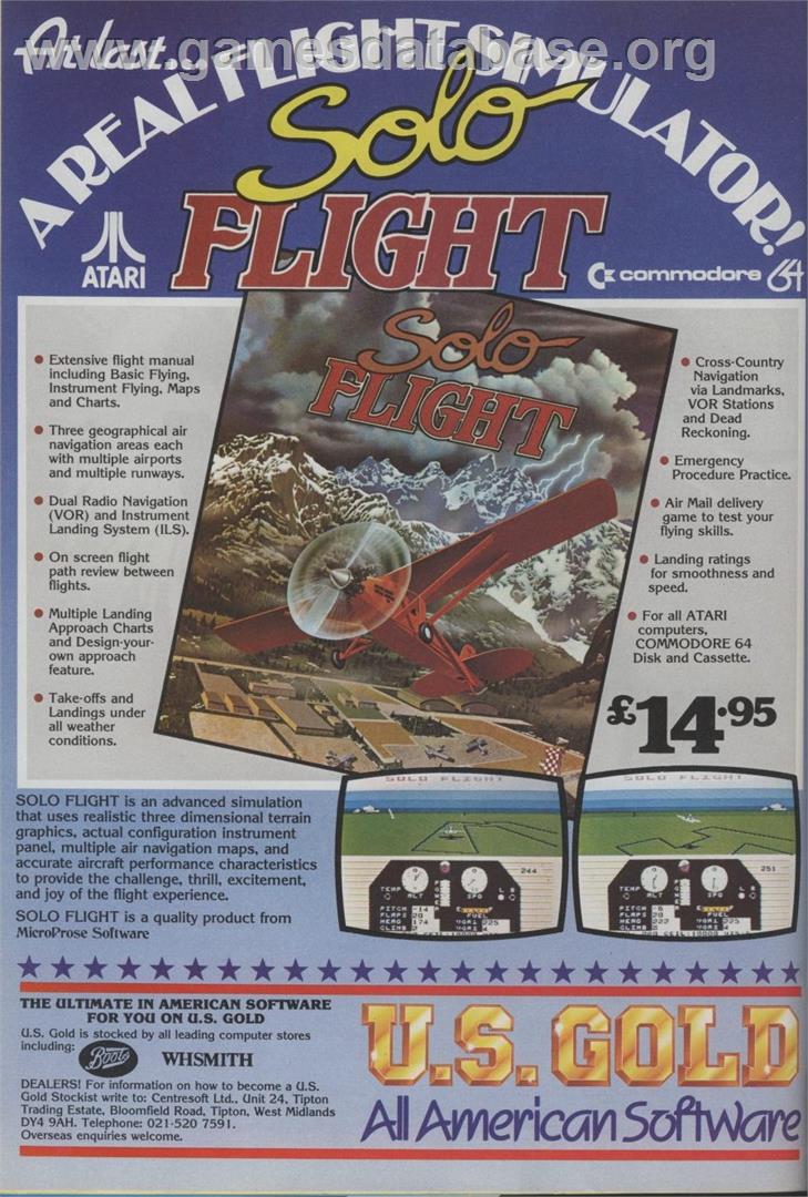 Solo Flight - Atari 8-bit - Artwork - Advert