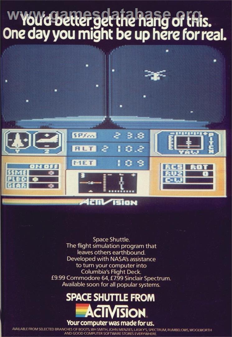 Space Shuttle: A Journey into Space - Atari 8-bit - Artwork - Advert