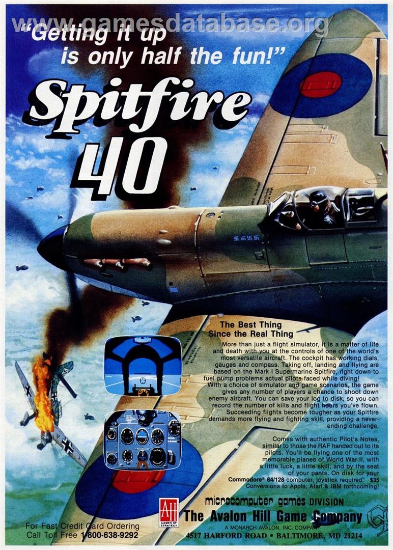 Spitfire '40 - Atari 8-bit - Artwork - Advert