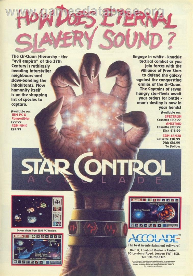 Star Control - Commodore 64 - Artwork - Advert