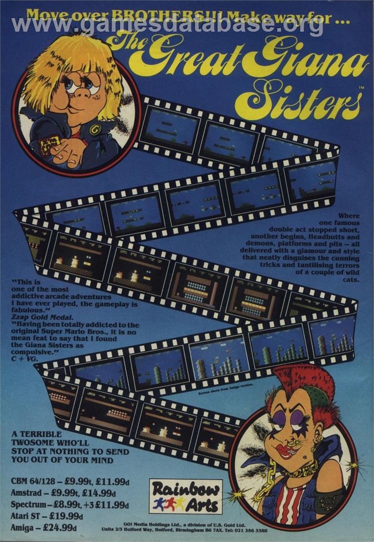 The Great Giana Sisters - Commodore 64 - Artwork - Advert