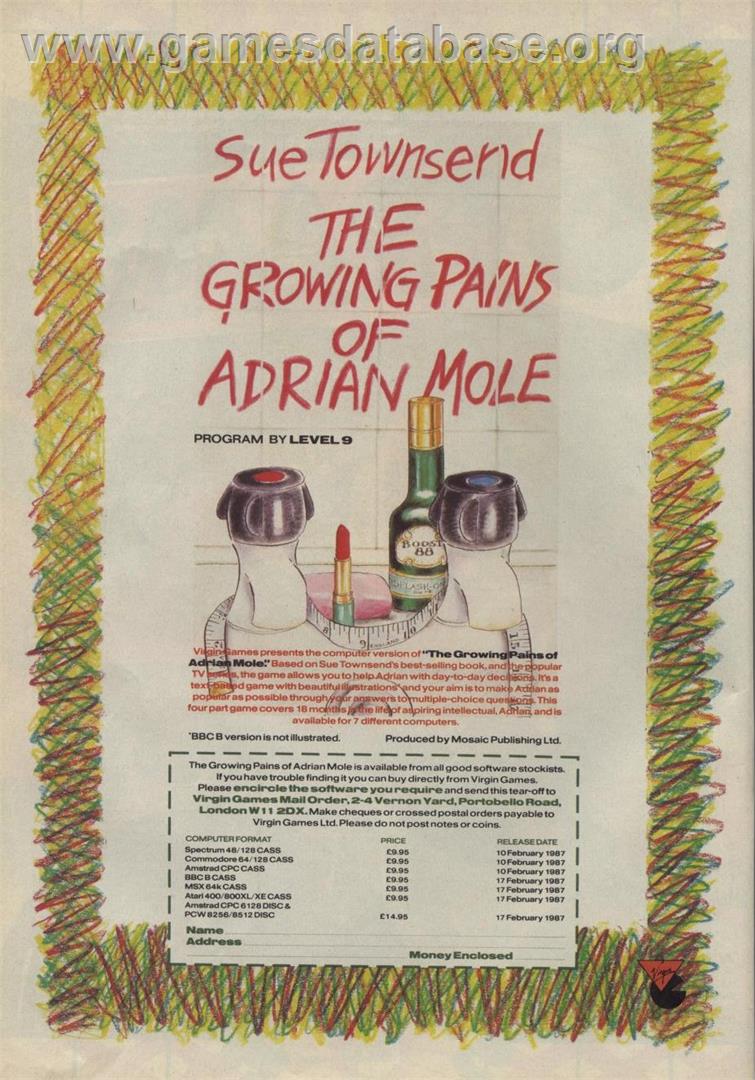 The Growing Pains of Adrian Mole - Sinclair ZX Spectrum - Artwork - Advert