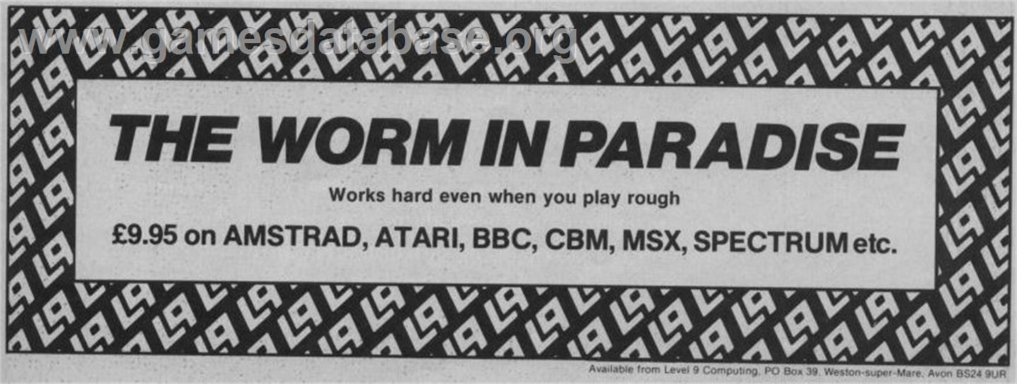 The Worm in Paradise - Commodore 64 - Artwork - Advert