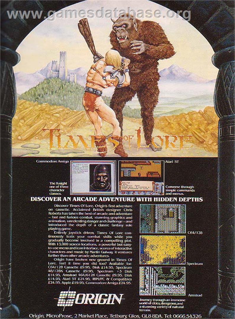 Times of Lore - Commodore Amiga - Artwork - Advert