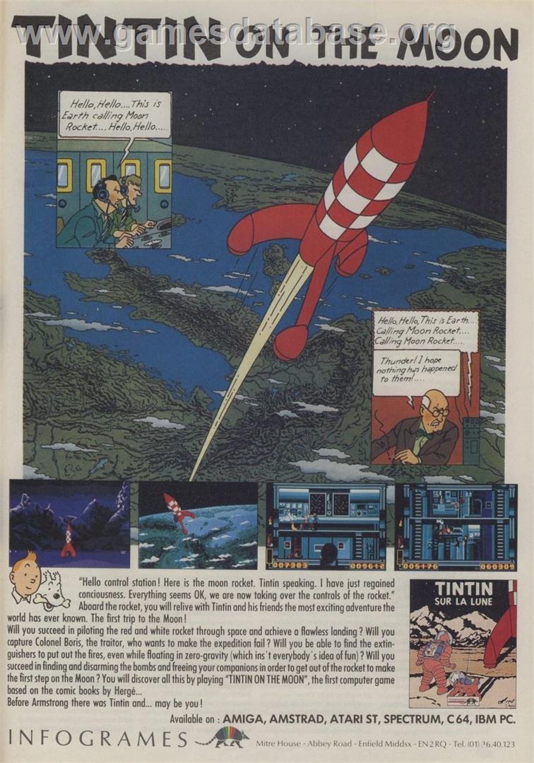 Tintin on the Moon - Commodore 64 - Artwork - Advert