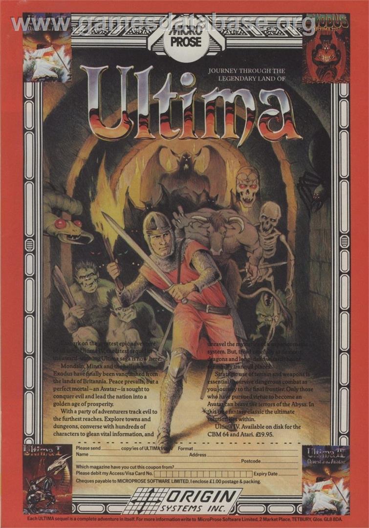 Ultima: The Second Trilogy - Commodore 64 - Artwork - Advert