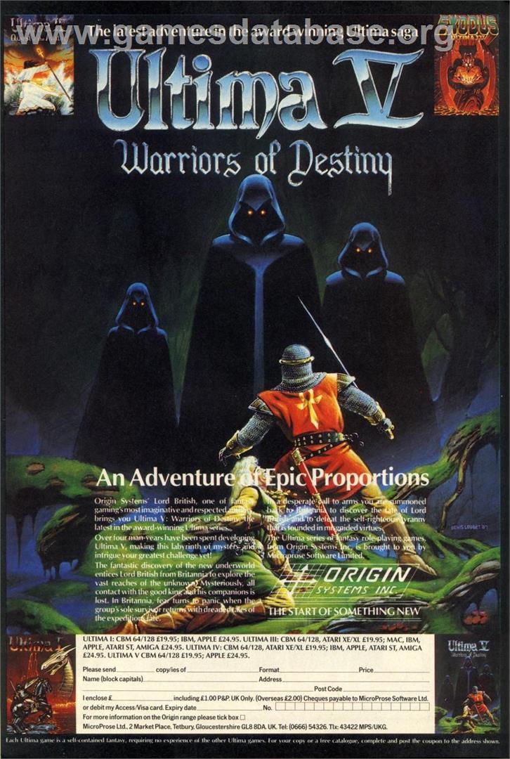 Ultima III: Exodus - Atari 8-bit - Artwork - Advert