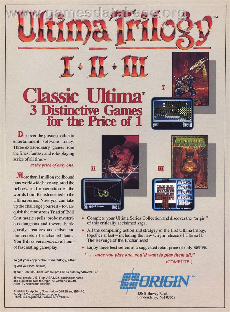 Ultima Trilogy - Apple II - Artwork - Advert