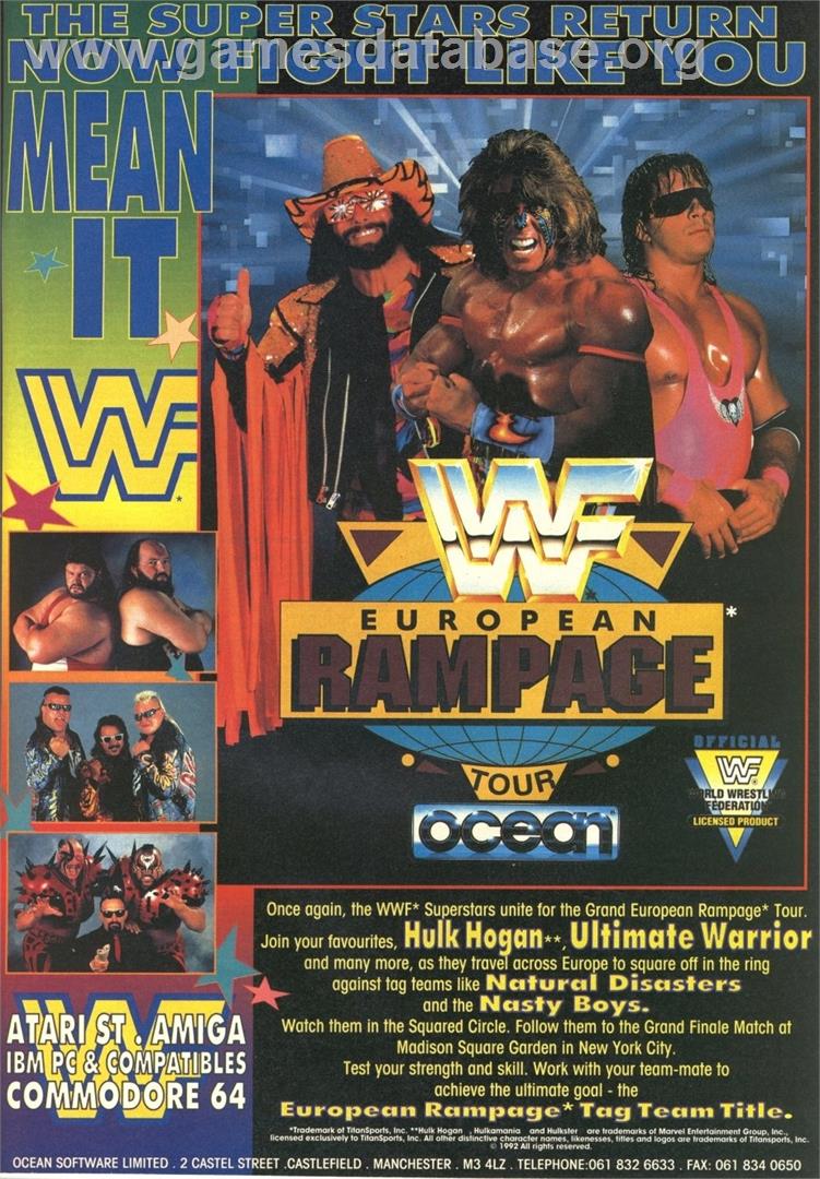 WWF European Rampage - Commodore Amiga - Artwork - Advert
