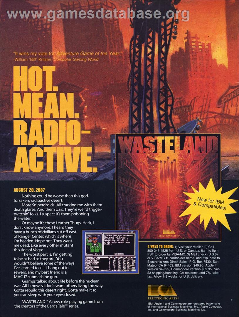 Wasteland - Microsoft DOS - Artwork - Advert