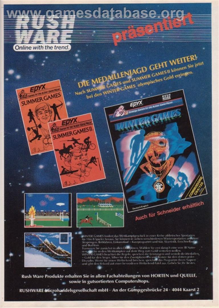 Winter Games - MSX - Artwork - Advert