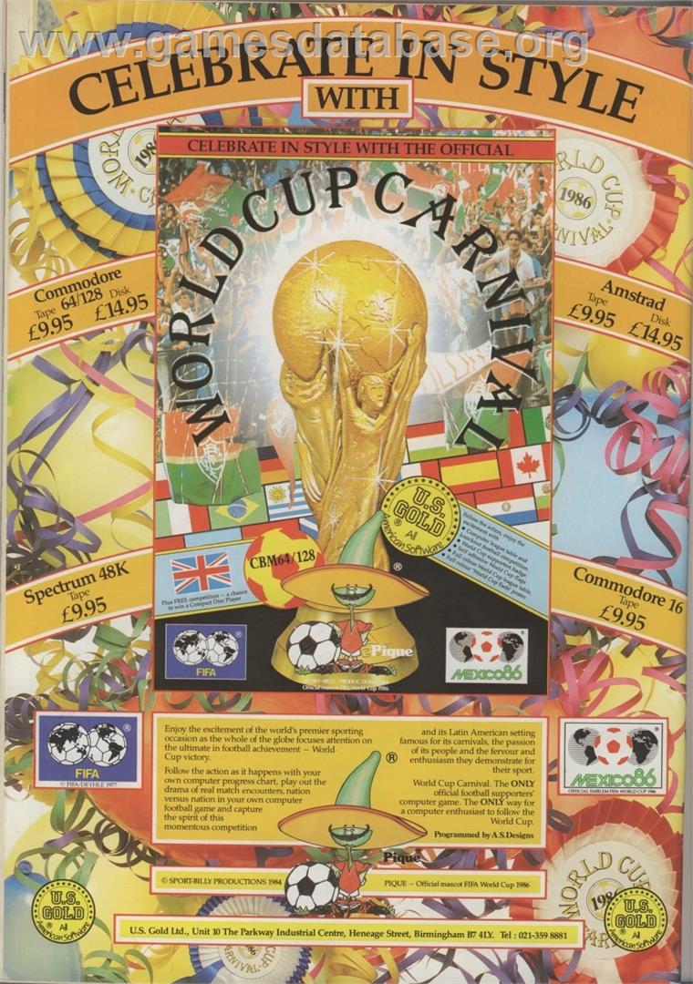World Cup Carnival - Commodore 64 - Artwork - Advert