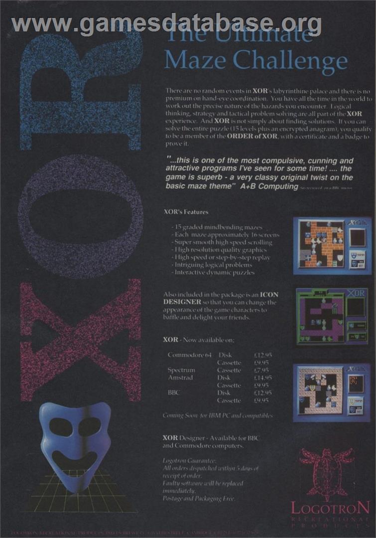 Xor - Amstrad CPC - Artwork - Advert