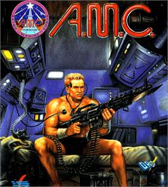 Box cover for A.M.C.: Astro Marine Corps on the Commodore 64.