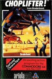 Box cover for Choplifter! on the Commodore 64.