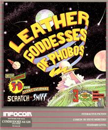 Box cover for Leather Goddesses of Phobos on the Commodore 64.