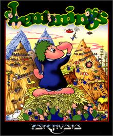Box cover for Lemmings on the Commodore 64.
